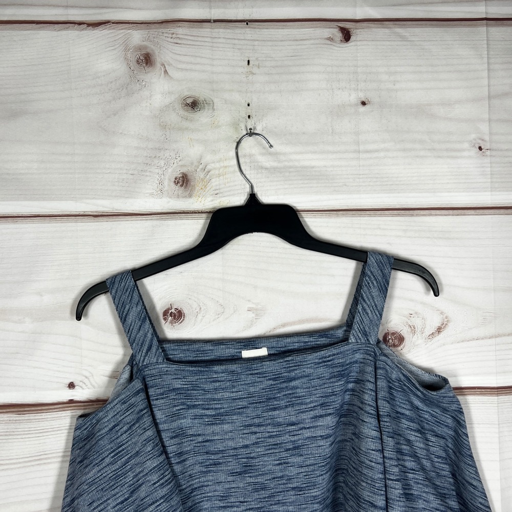 Cold Shoulder Ruffle Tank Top - Blue - Picture 6 of 9